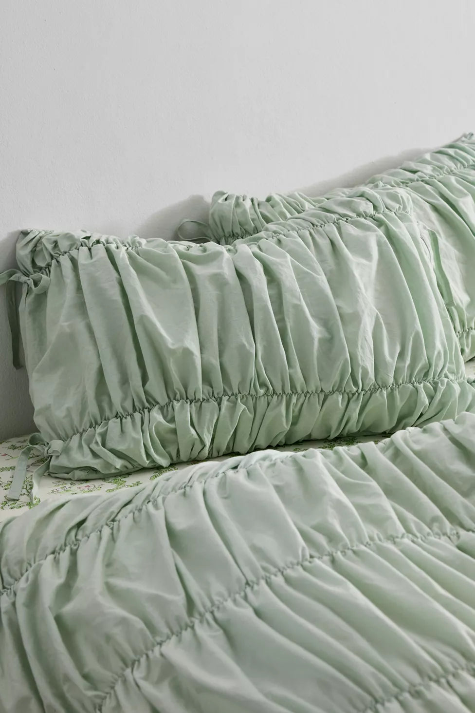 Lull Ruched Duvet Cover Set | Textured Cotton Bedding | Pressed Leaf-11