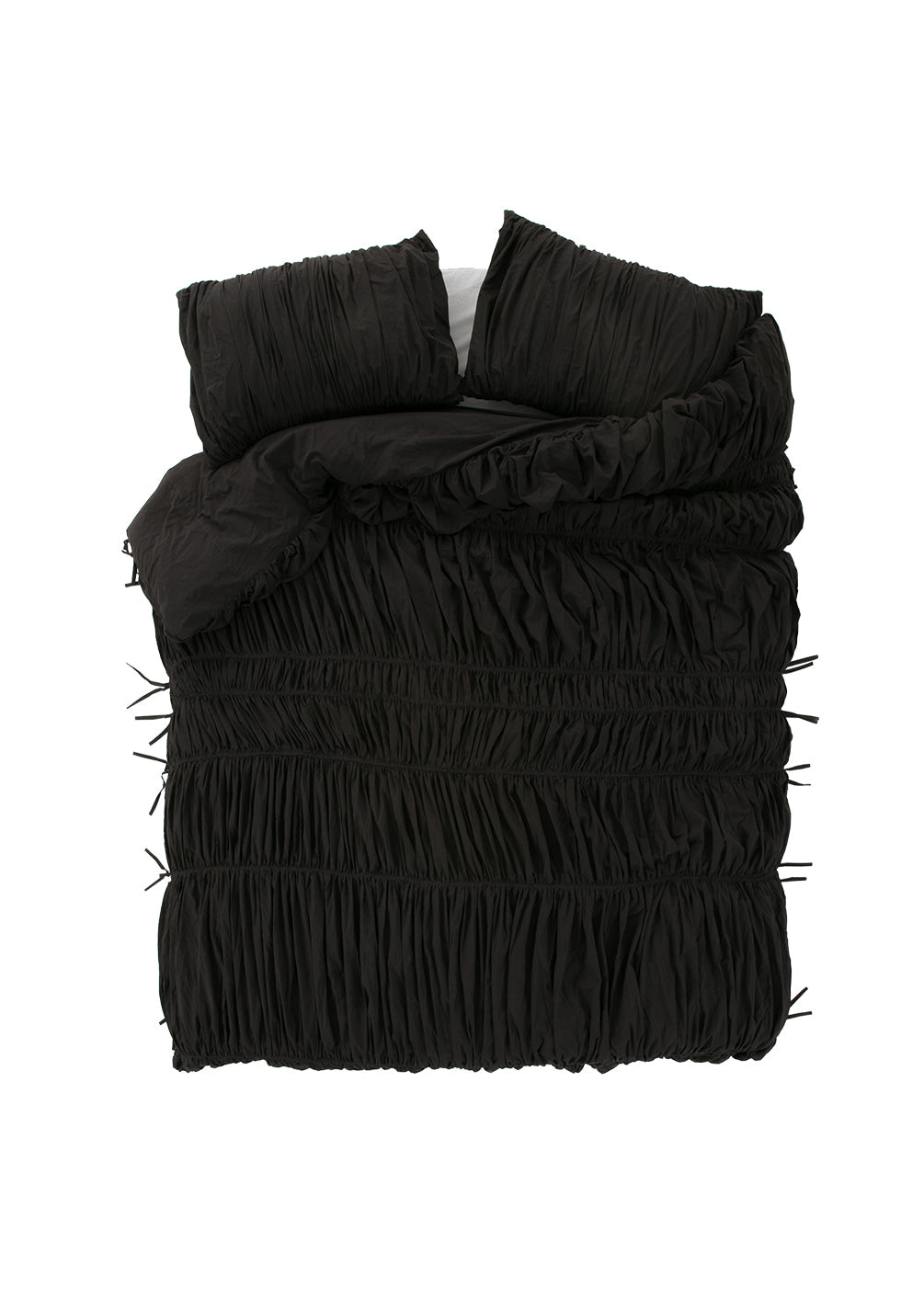 Lull Ruched Duvet Cover Set | Textured Cotton Bedding | Midnight Ink