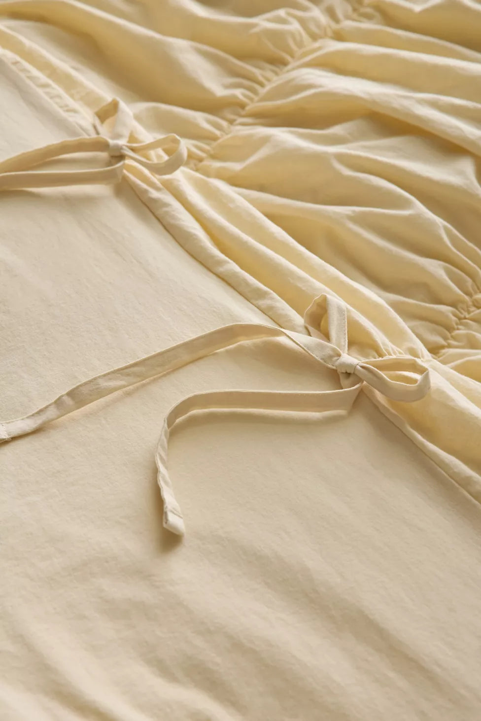 Lull Ruched Duvet Cover Set | Textured Cotton Bedding | Parchment-7