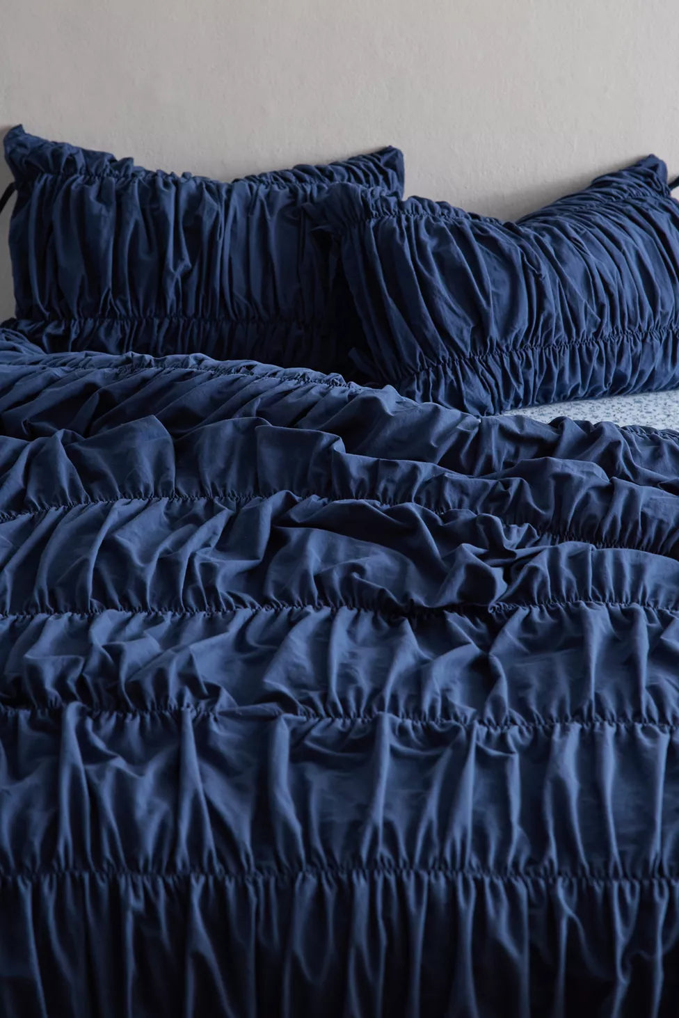 Lull Ruched Duvet Cover Set | Textured Cotton Bedding | Fountain Blue-7