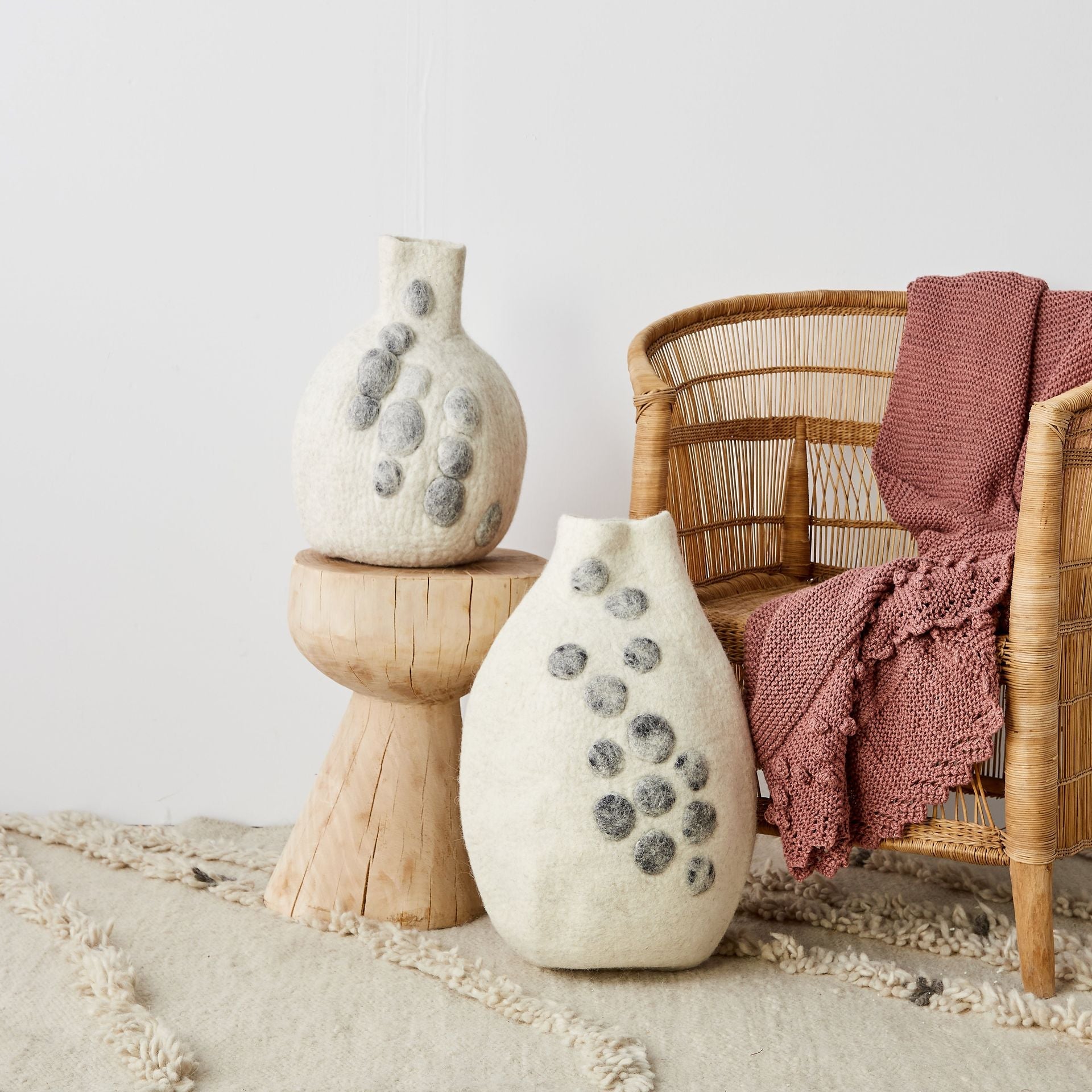 Pebble Hand-Felted Wool Gourd Basket-2