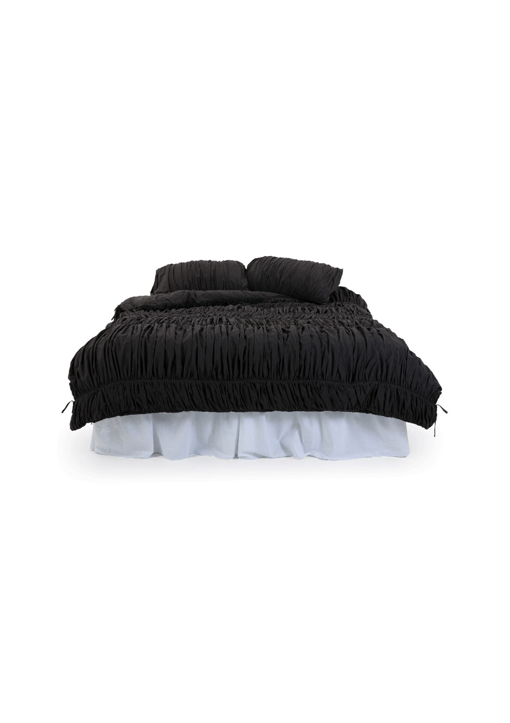 Lull Ruched Duvet Cover Set | Textured Cotton Bedding | Midnight Ink-3