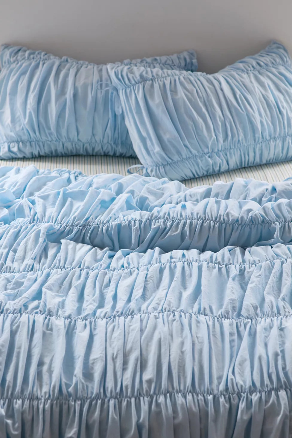 Lull Ruched Duvet Cover Set | Textured Cotton Bedding | Glacier Post-6