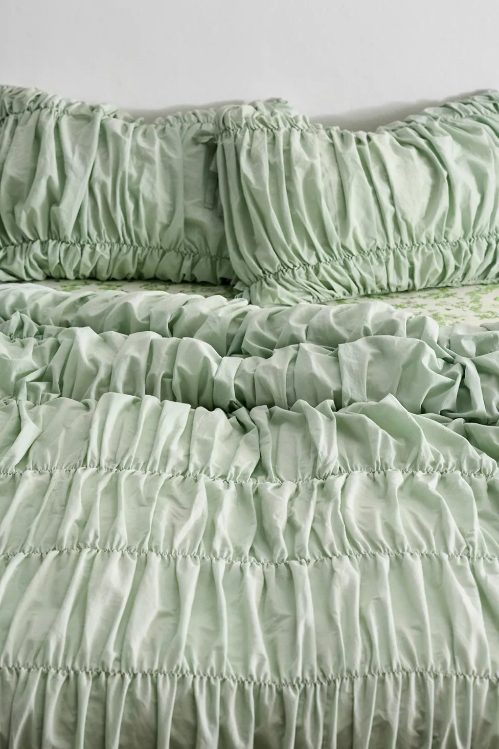 Lull Ruched Duvet Cover Set | Textured Cotton Bedding | Pressed Leaf-8
