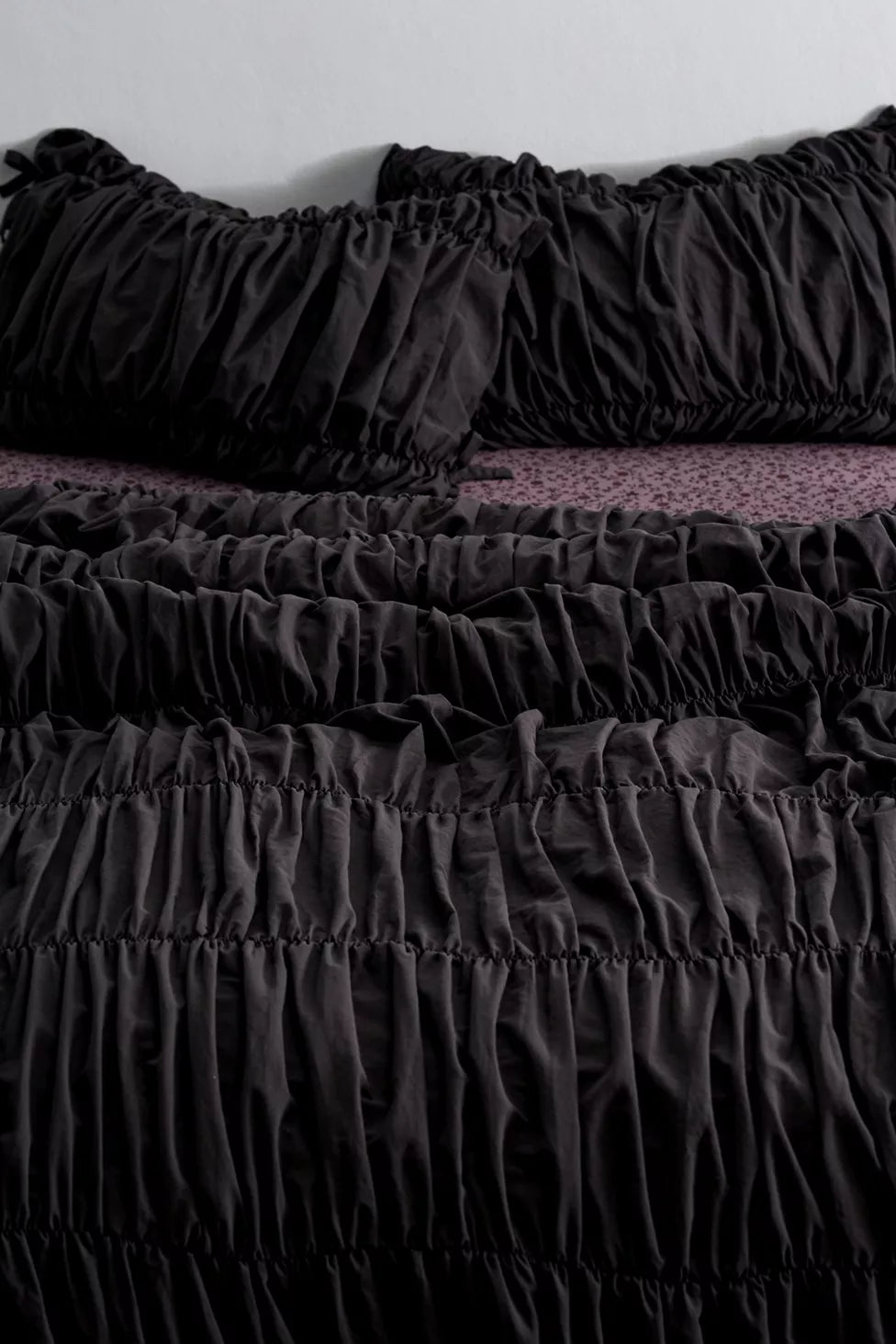 Lull Ruched Duvet Cover Set | Textured Cotton Bedding | Midnight Ink-6