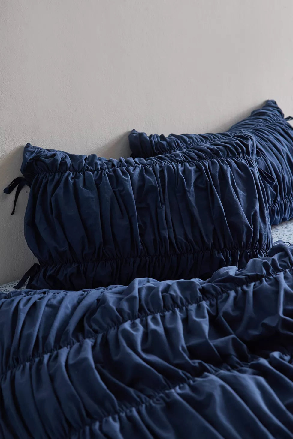 Lull Ruched Duvet Cover Set | Textured Cotton Bedding | Fountain Blue-5