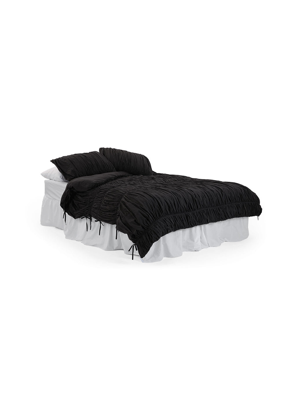 Lull Ruched Duvet Cover Set | Textured Cotton Bedding | Midnight Ink-2