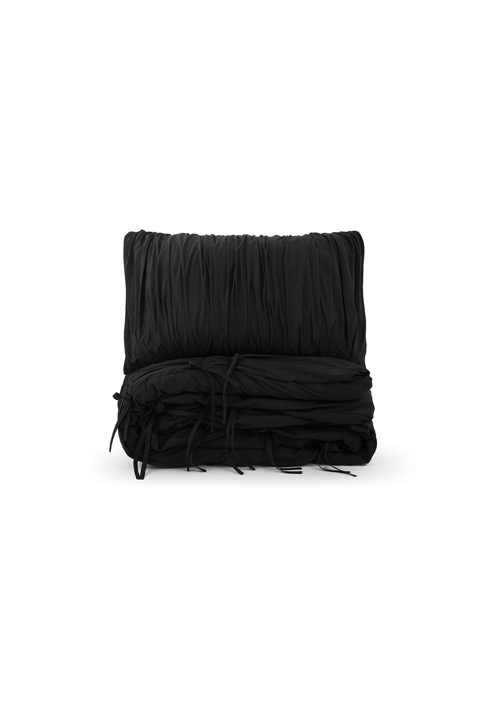 Lull Ruched Duvet Cover Set | Textured Cotton Bedding | Midnight Ink-4