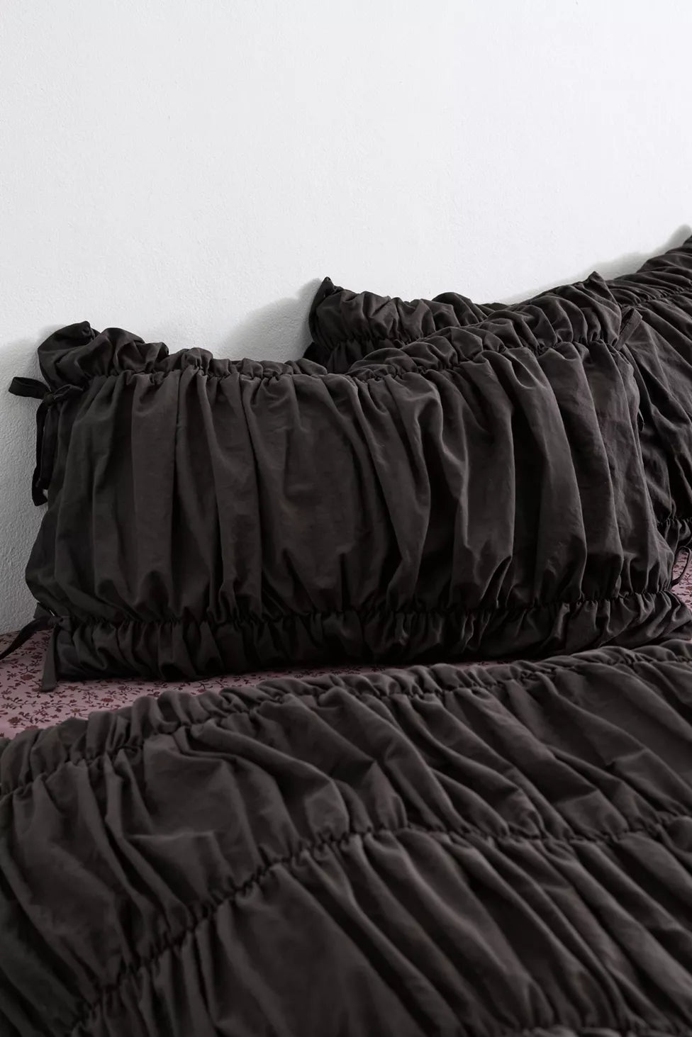 Lull Ruched Duvet Cover Set | Textured Cotton Bedding | Midnight Ink-9