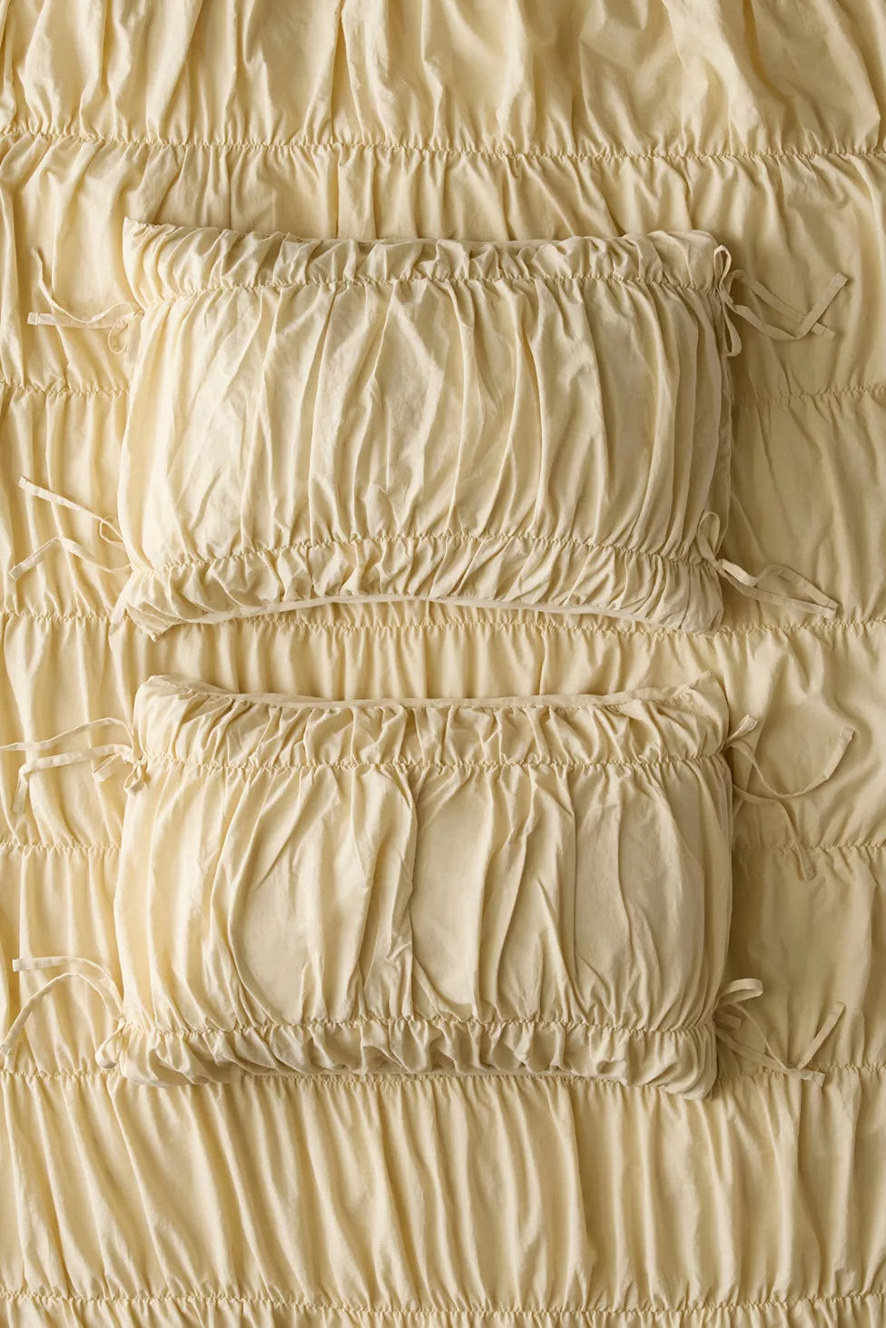 Lull Ruched Duvet Cover Set | Textured Cotton Bedding | Parchment-10