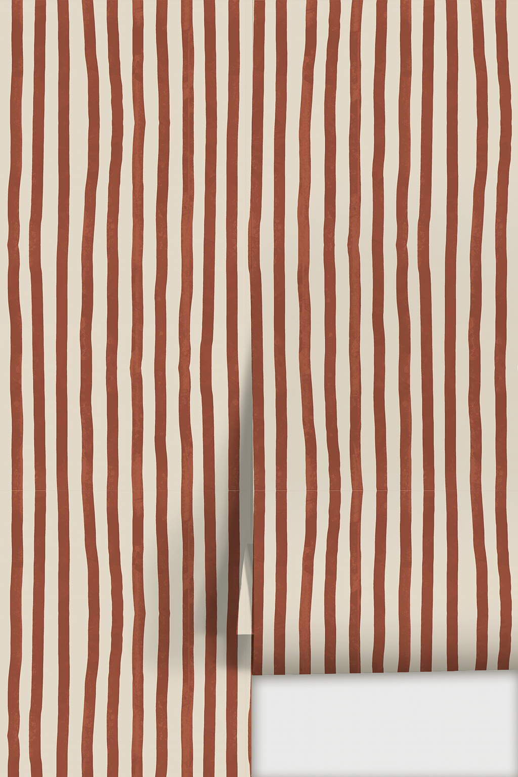 Dolce Stripe Wallpaper, off-white and brick red-2