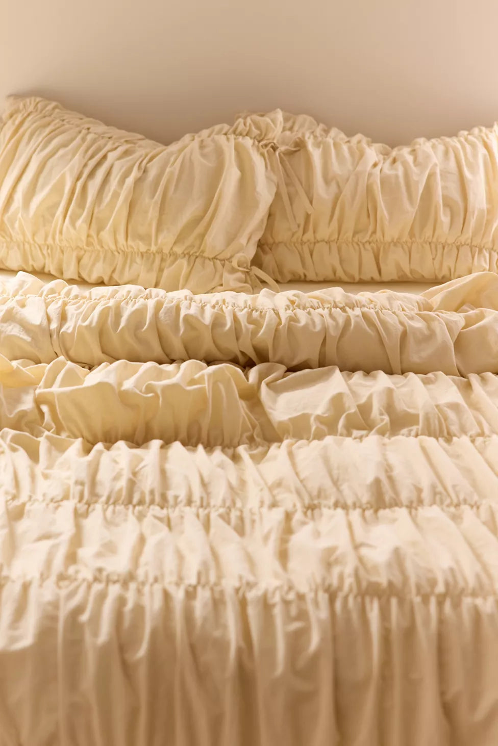 Lull Ruched Duvet Cover Set | Textured Cotton Bedding | Parchment-5