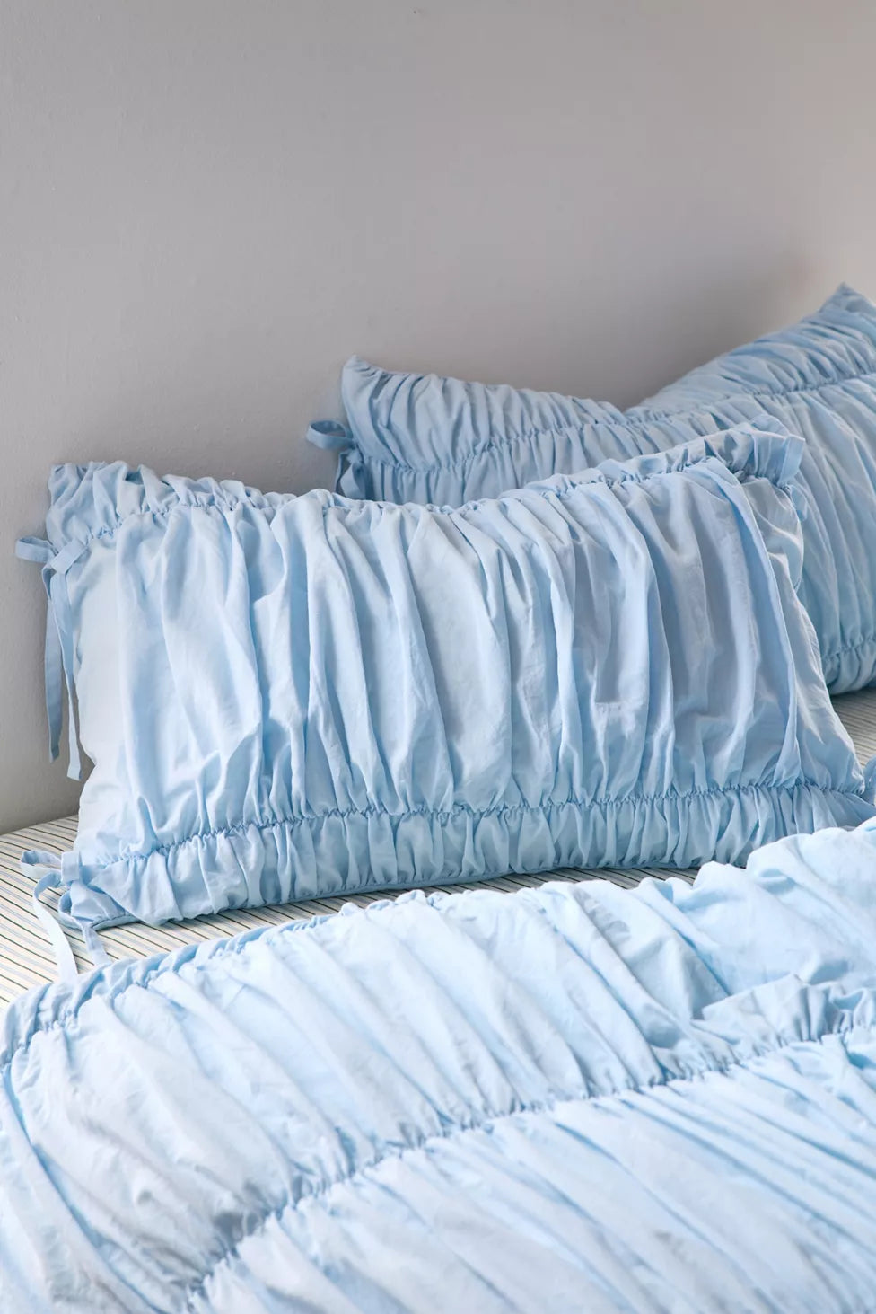 Lull Ruched Duvet Cover Set | Textured Cotton Bedding | Glacier Post-10