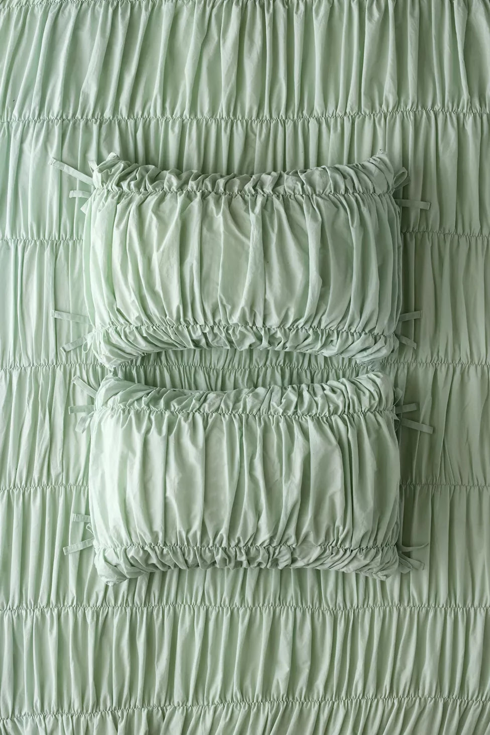 Lull Ruched Duvet Cover Set | Textured Cotton Bedding | Pressed Leaf-10