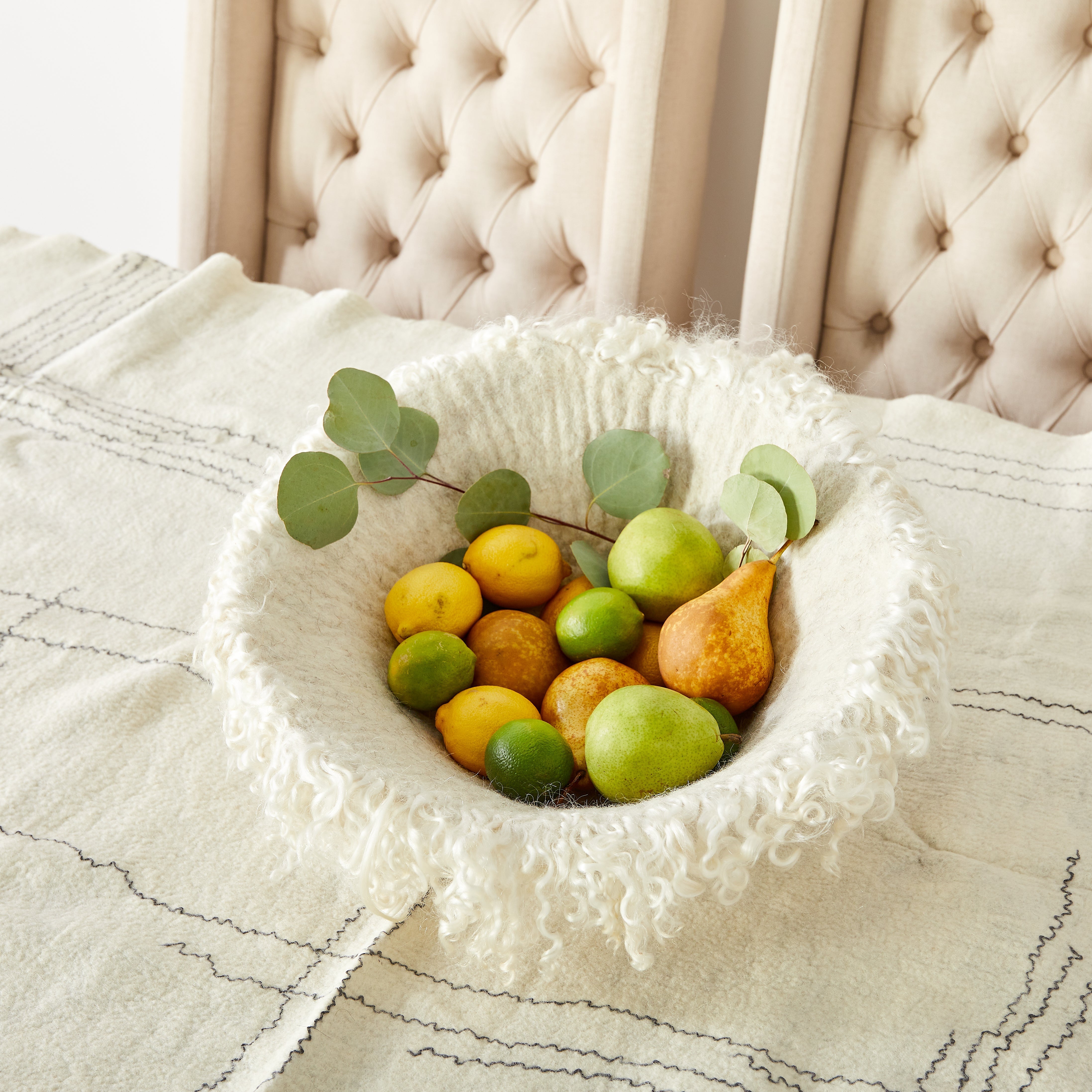 Fringed Skirt Decorative Wool Natural Bowl-3