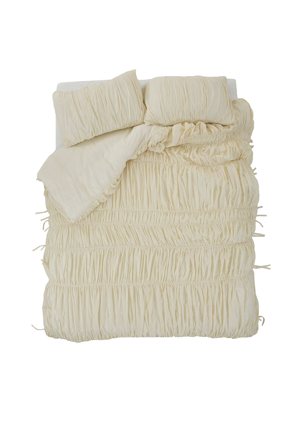 Lull Ruched Duvet Cover Set | Textured Cotton Bedding | Parchment