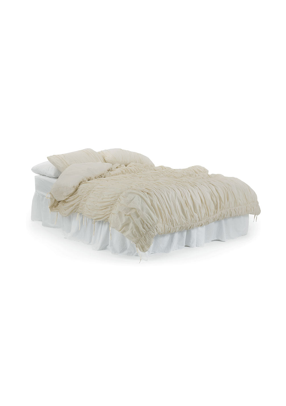 Lull Ruched Duvet Cover Set | Textured Cotton Bedding | Parchment-2