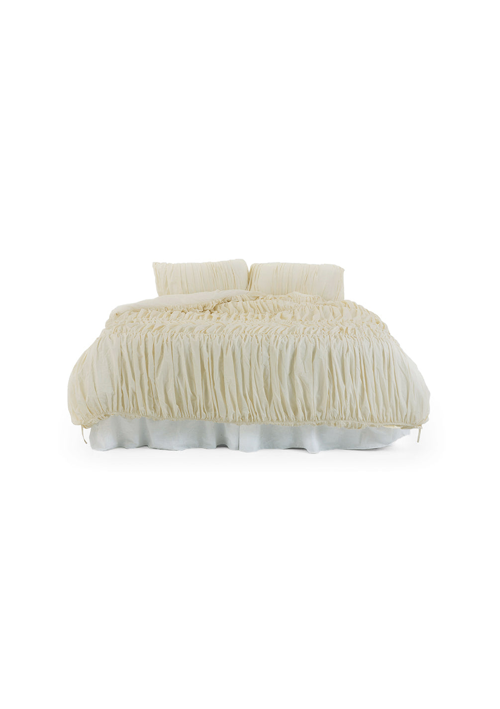 Lull Ruched Duvet Cover Set | Textured Cotton Bedding | Parchment-3