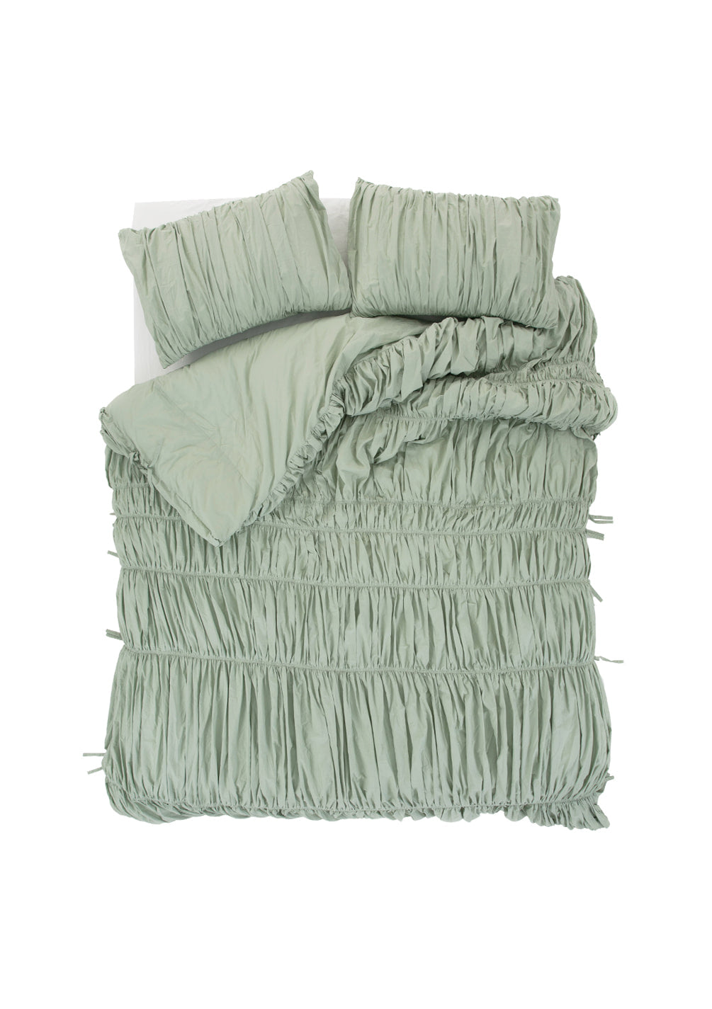 Lull Ruched Duvet Cover Set | Textured Cotton Bedding | Pressed Leaf
