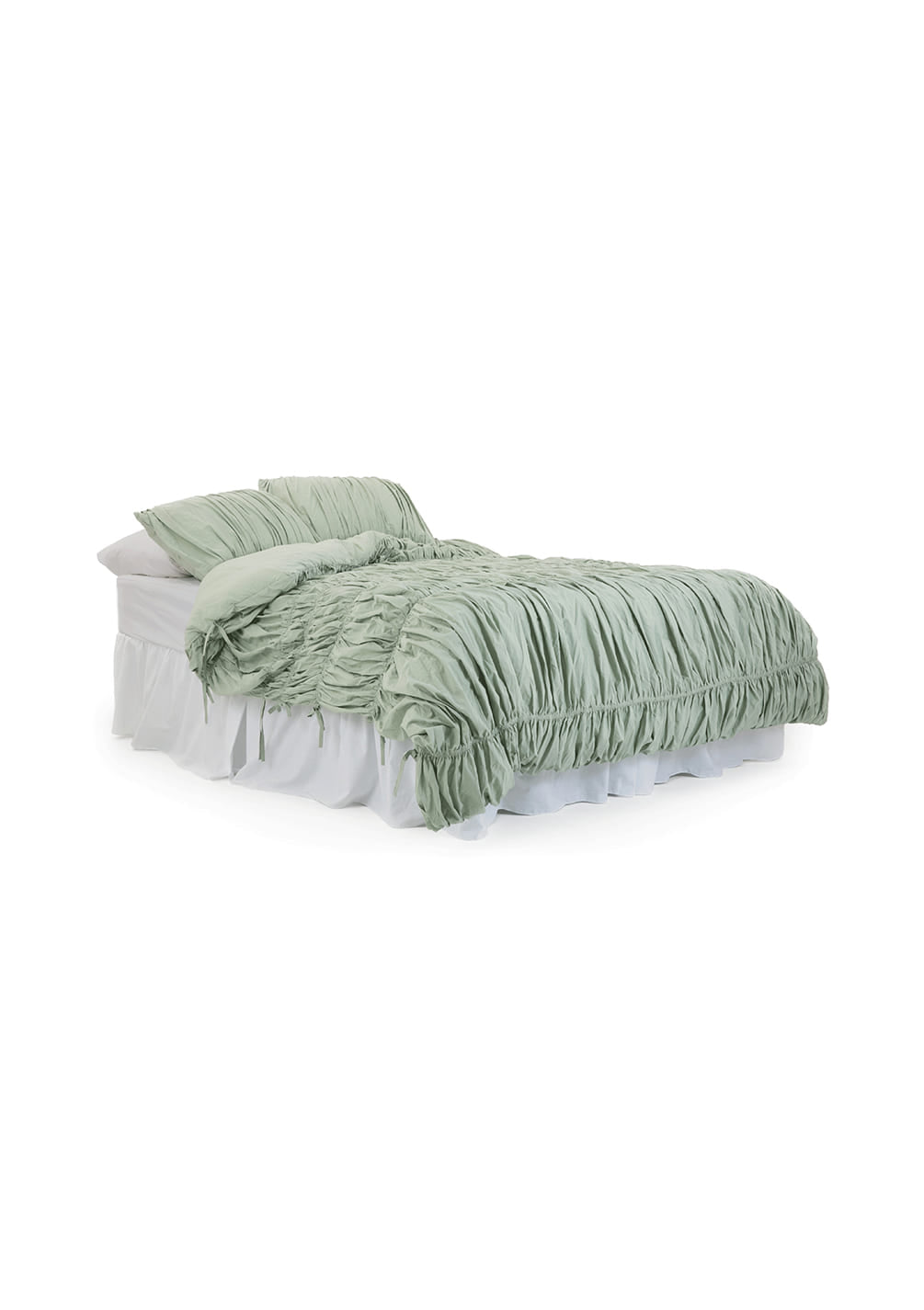 Lull Ruched Duvet Cover Set | Textured Cotton Bedding | Pressed Leaf-2