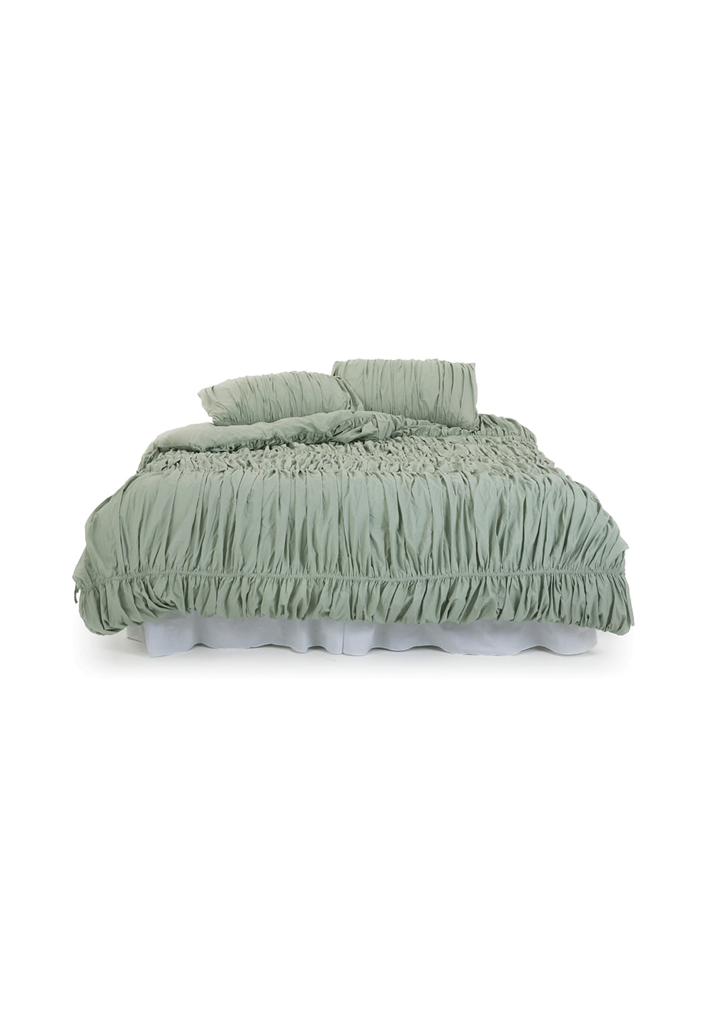 Lull Ruched Duvet Cover Set | Textured Cotton Bedding | Pressed Leaf-3
