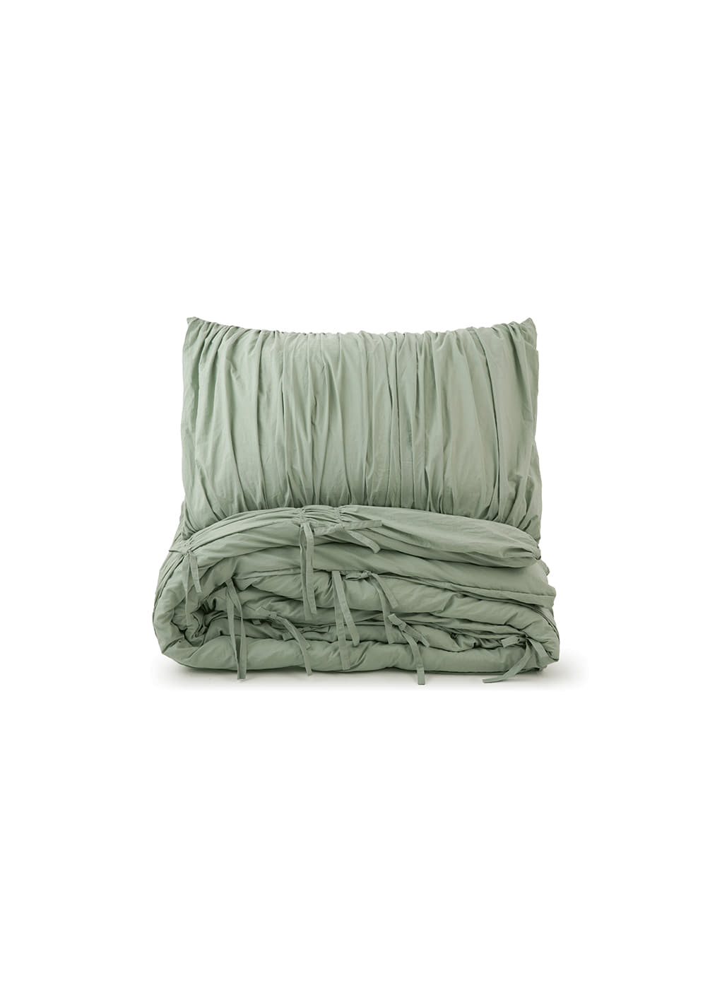 Lull Ruched Duvet Cover Set | Textured Cotton Bedding | Pressed Leaf-4