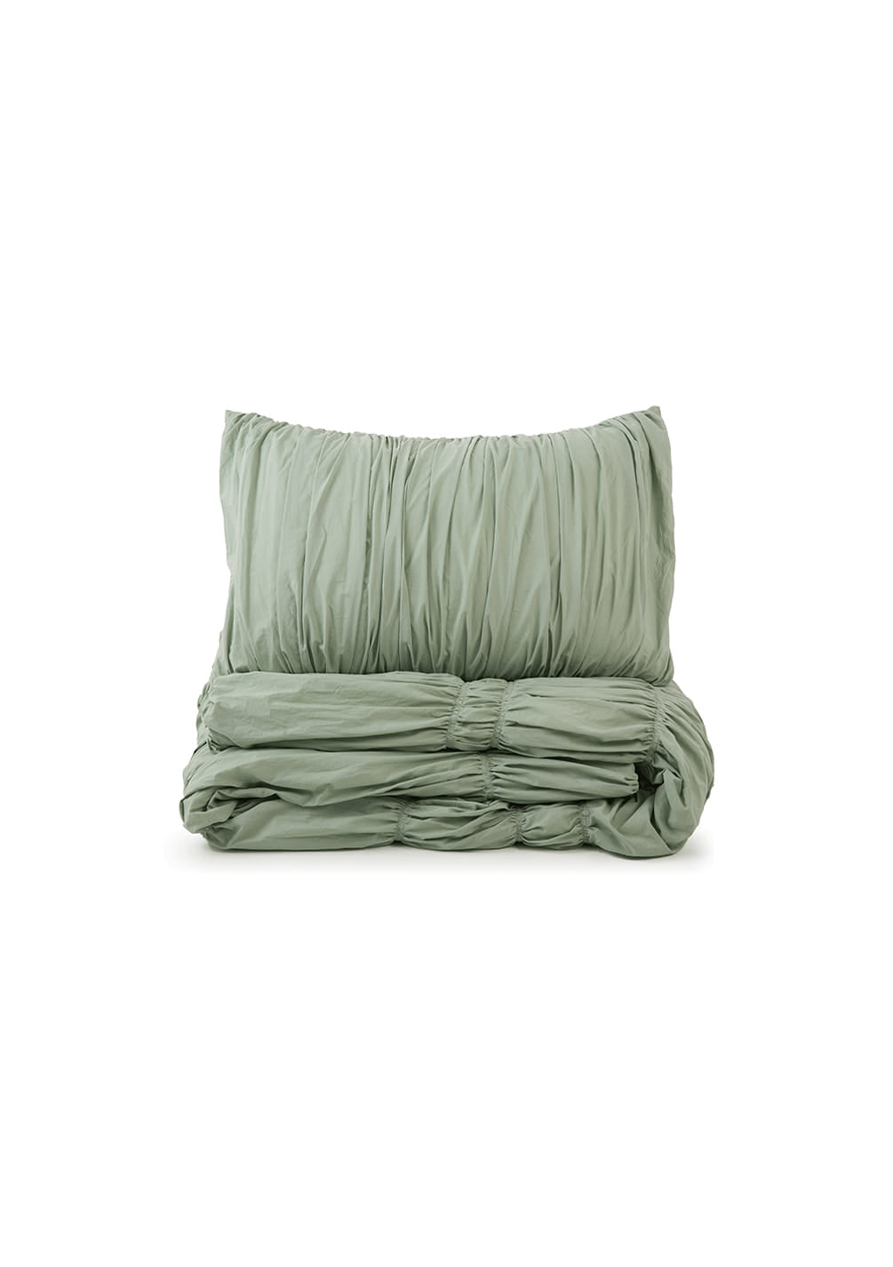 Lull Ruched Duvet Cover Set | Textured Cotton Bedding | Pressed Leaf-5