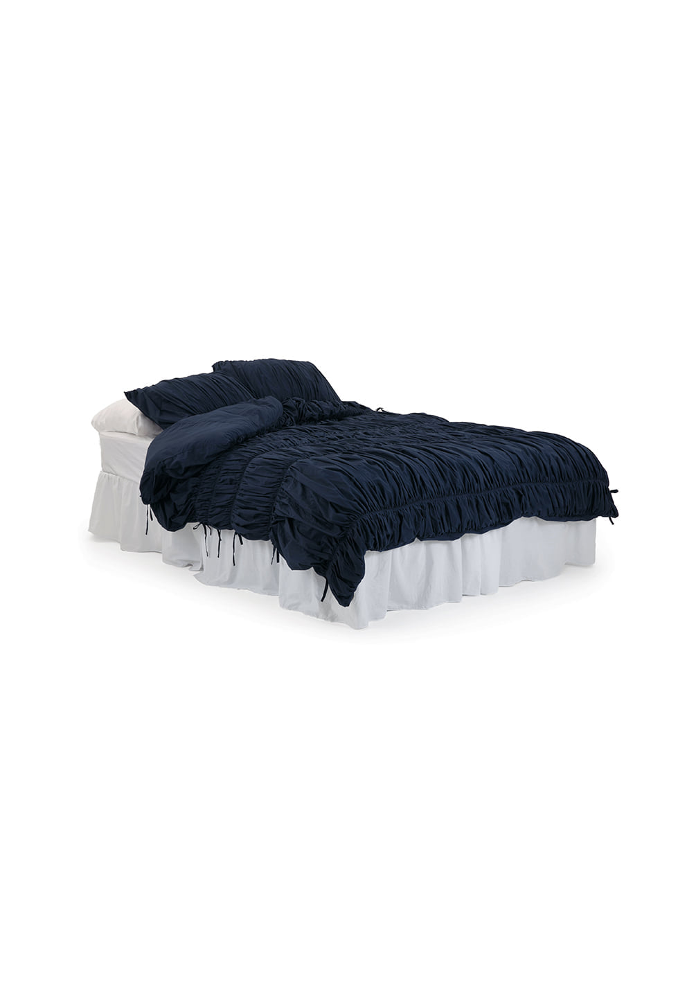 Lull Ruched Duvet Cover Set | Textured Cotton Bedding | Fountain Blue-2