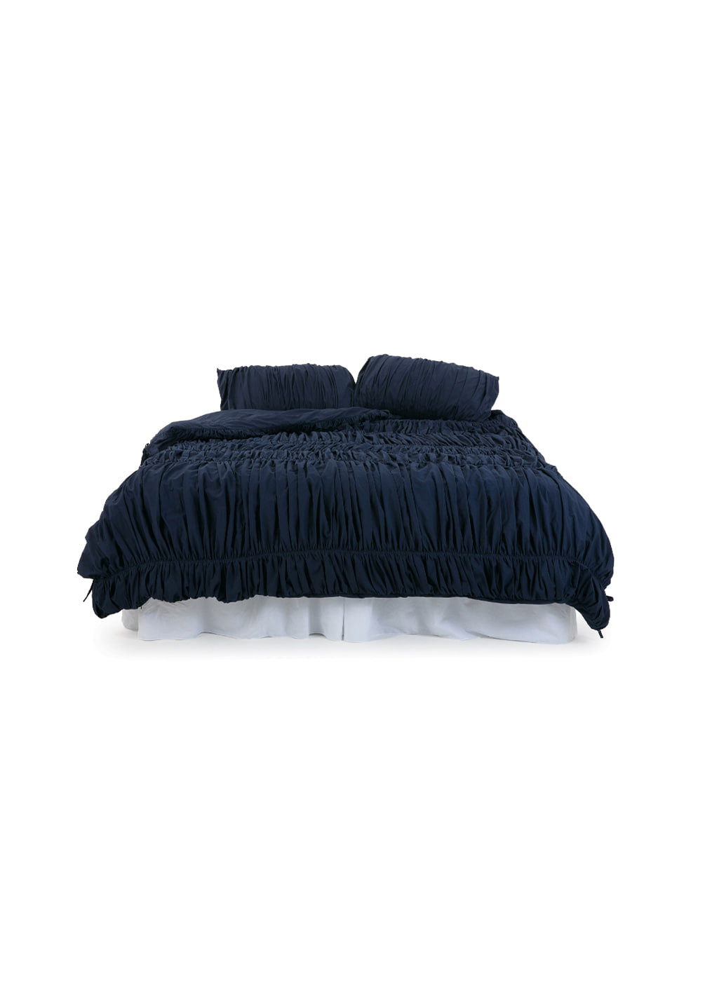 Lull Ruched Duvet Cover Set | Textured Cotton Bedding | Fountain Blue-3