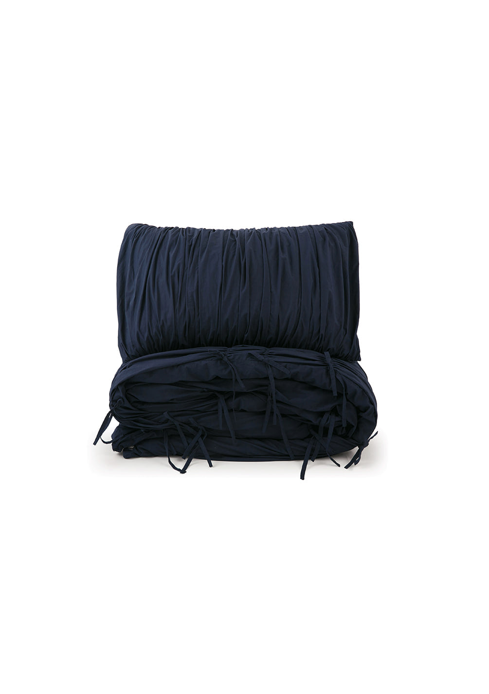 Lull Ruched Duvet Cover Set | Textured Cotton Bedding | Fountain Blue-4