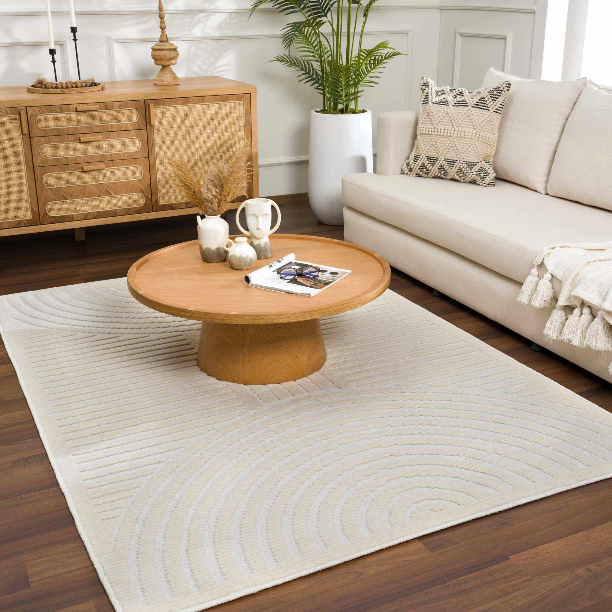 Deron White Washable 3D Rug-10