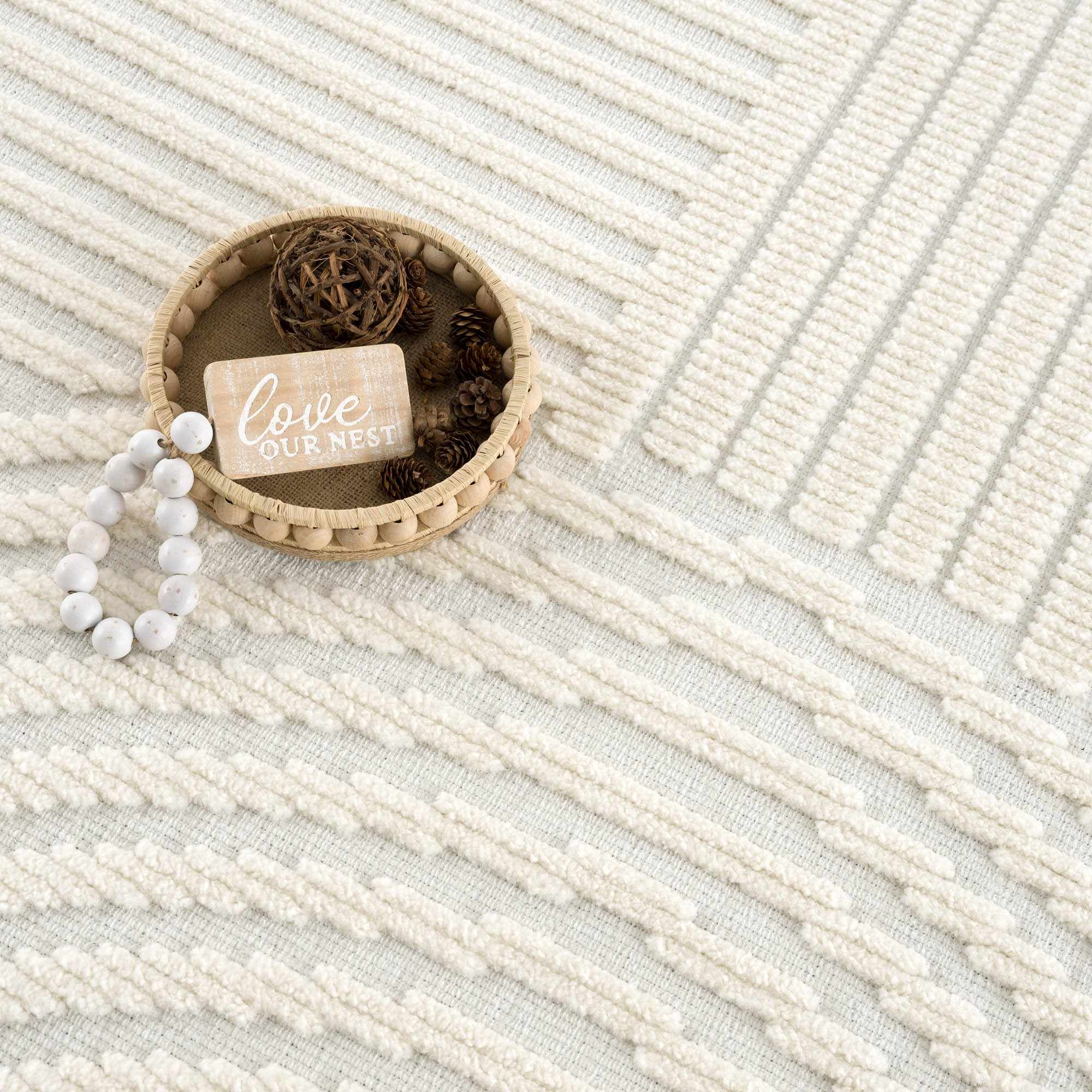 Deron White Washable 3D Rug-14