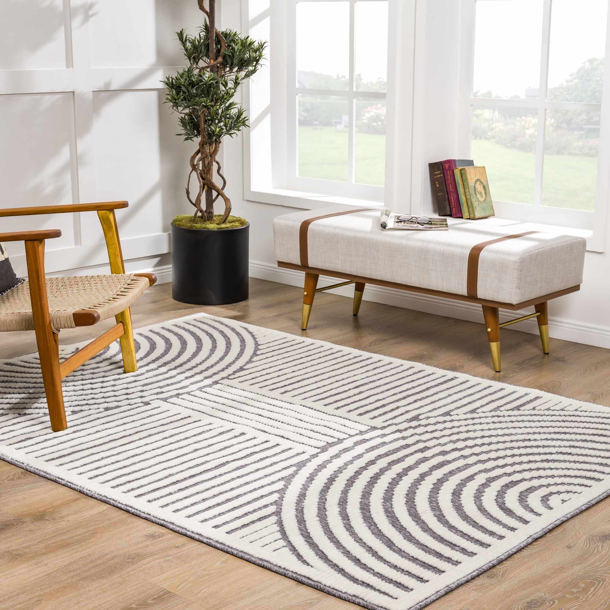 Deron Gray Rainbow Washable Rug-3