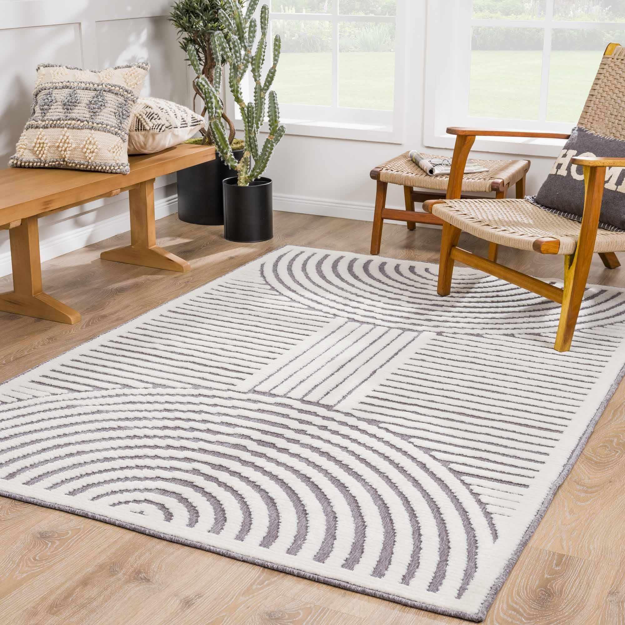 Deron Gray Rainbow Washable Rug-2