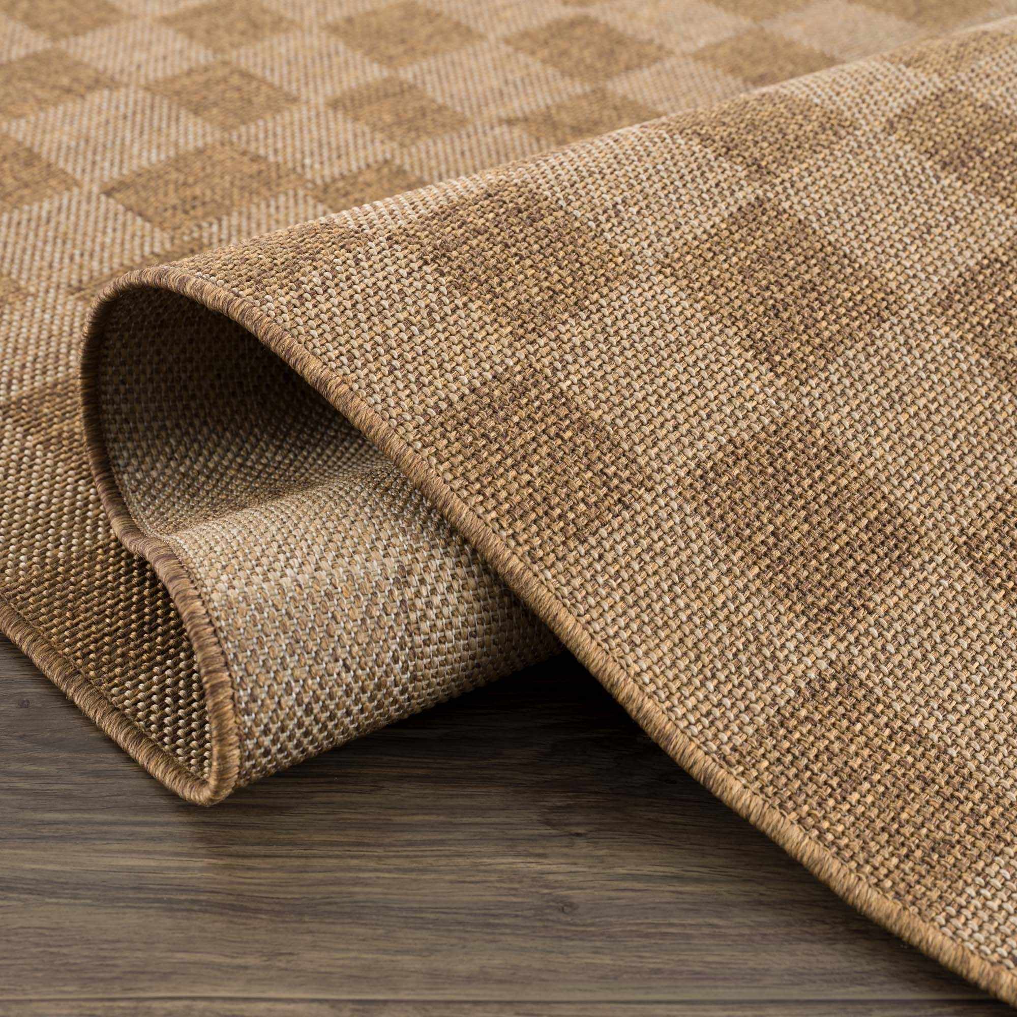 Kuval Checkered Brown Rug-9
