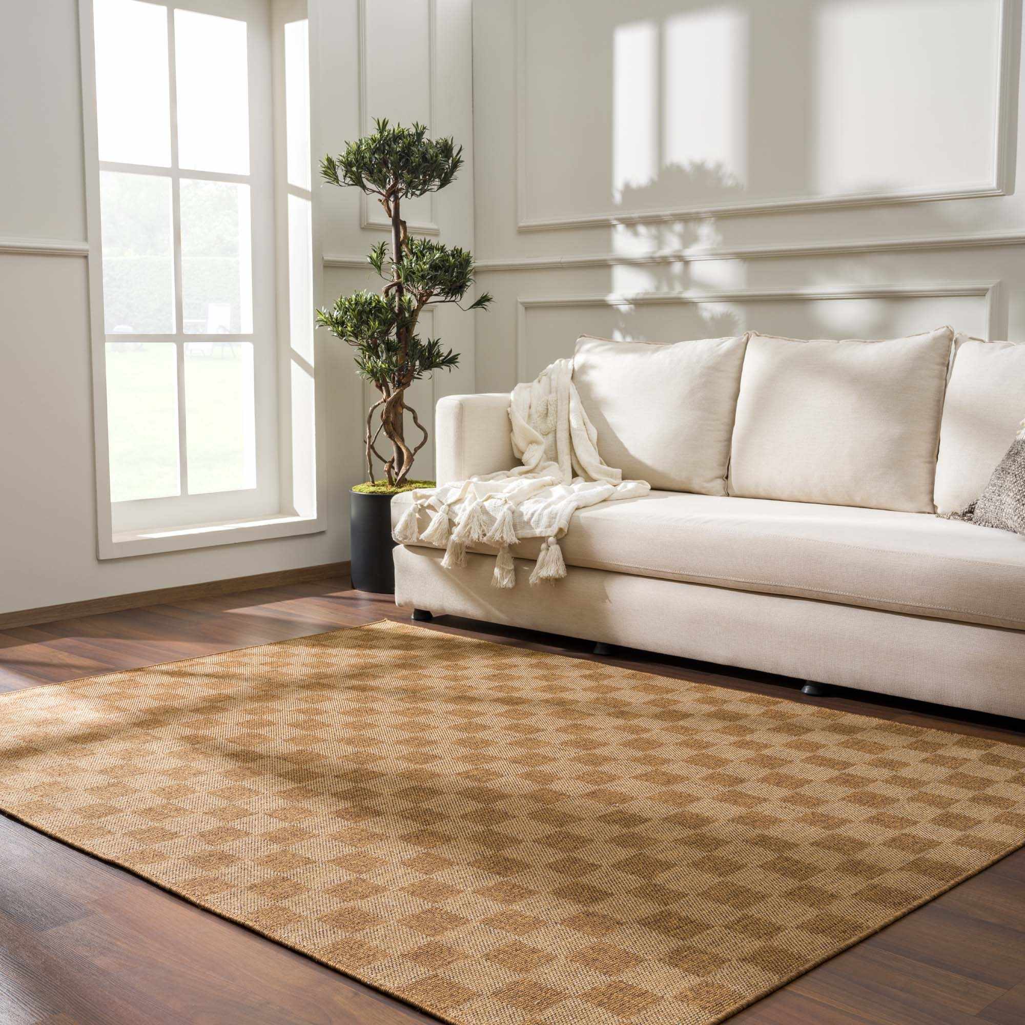 Kuval Checkered Brown Rug-11