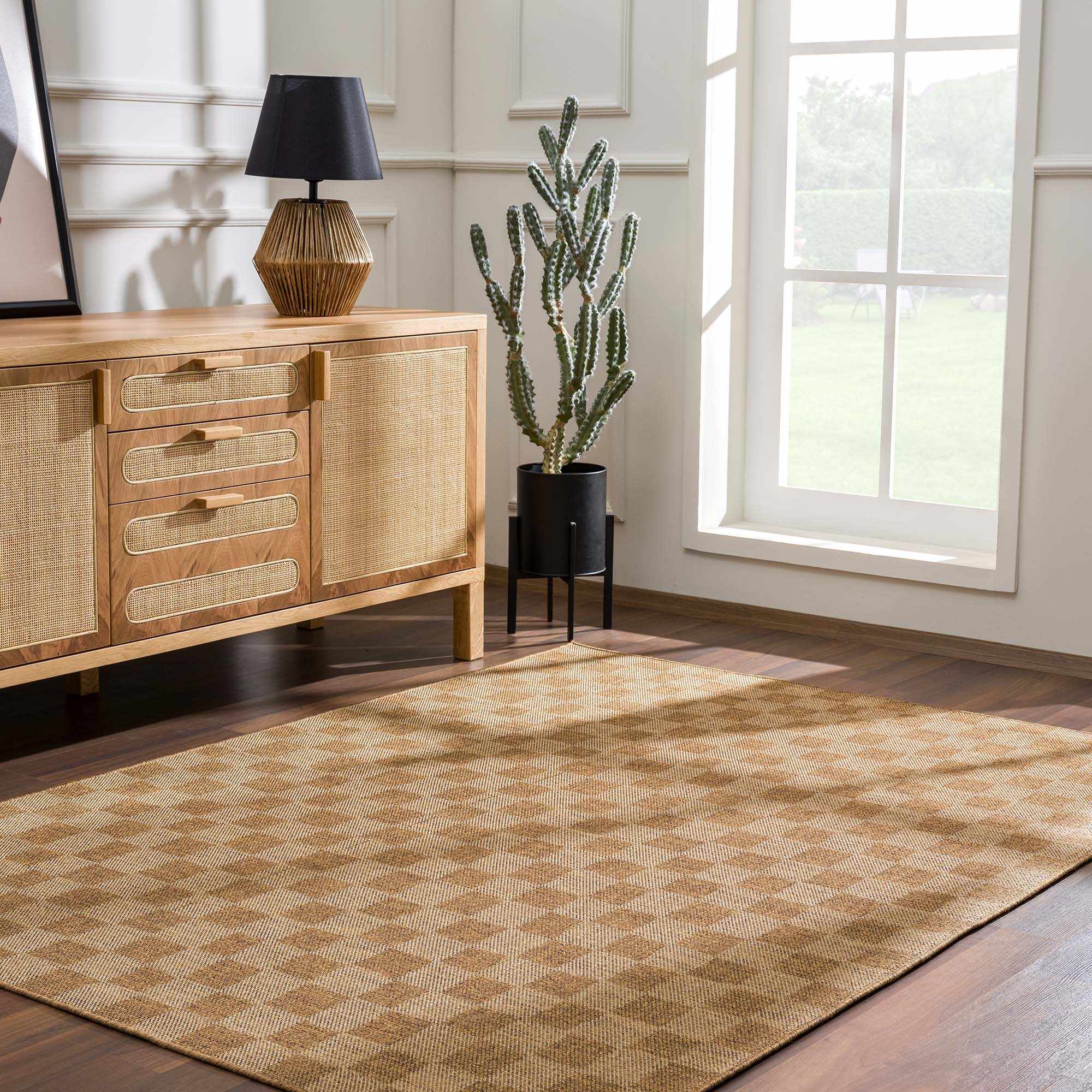 Kuval Checkered Brown Rug-20