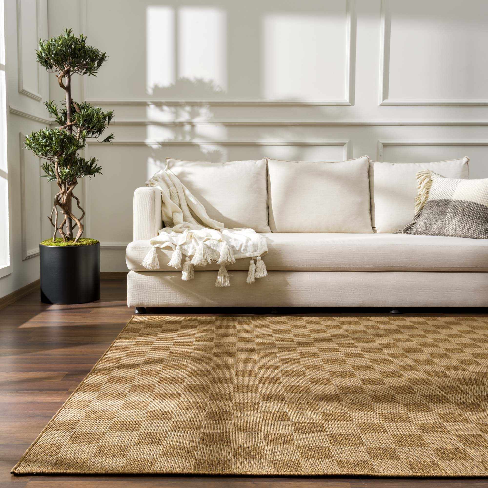 Kuval Checkered Brown Rug-15