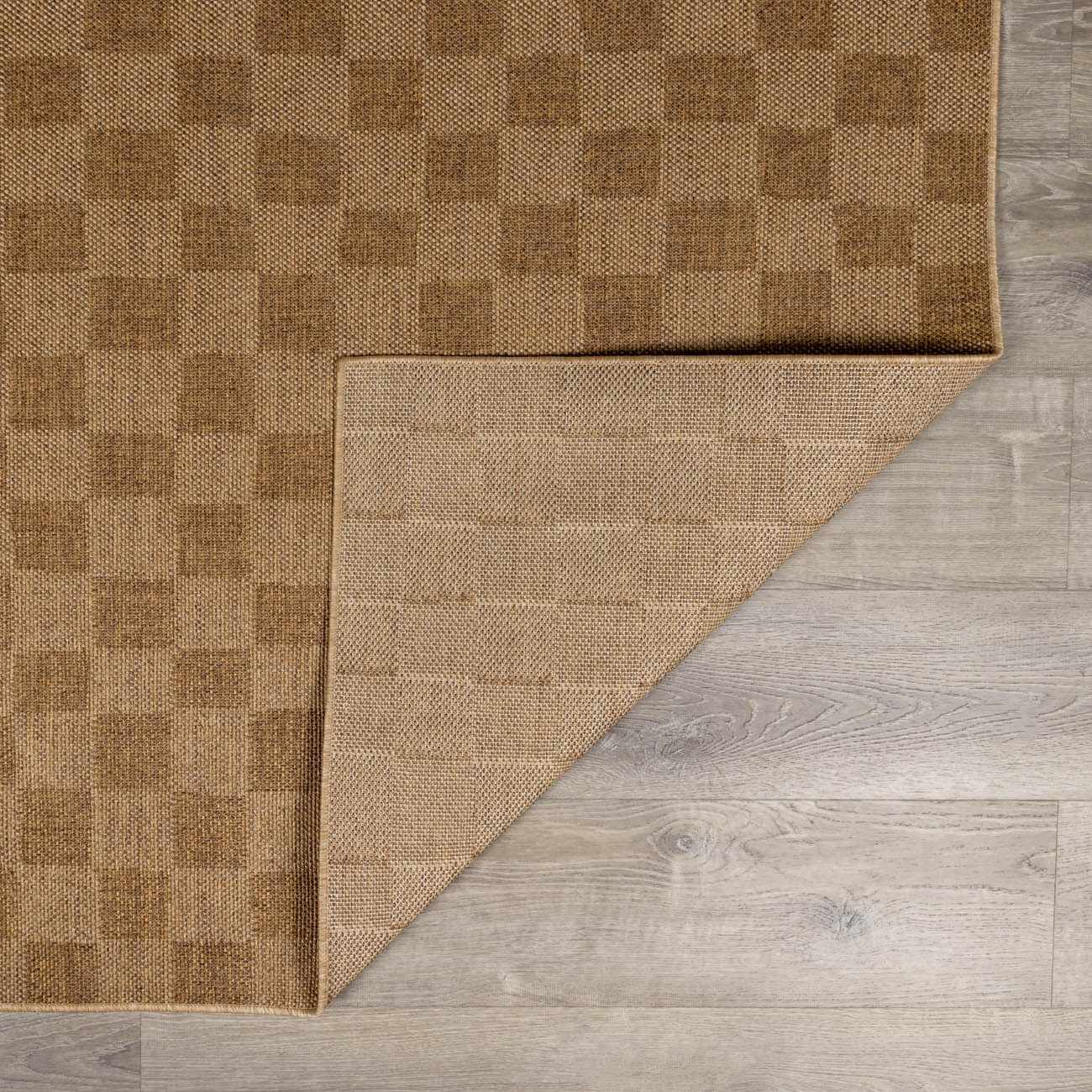 Kuval Checkered Brown Rug-22
