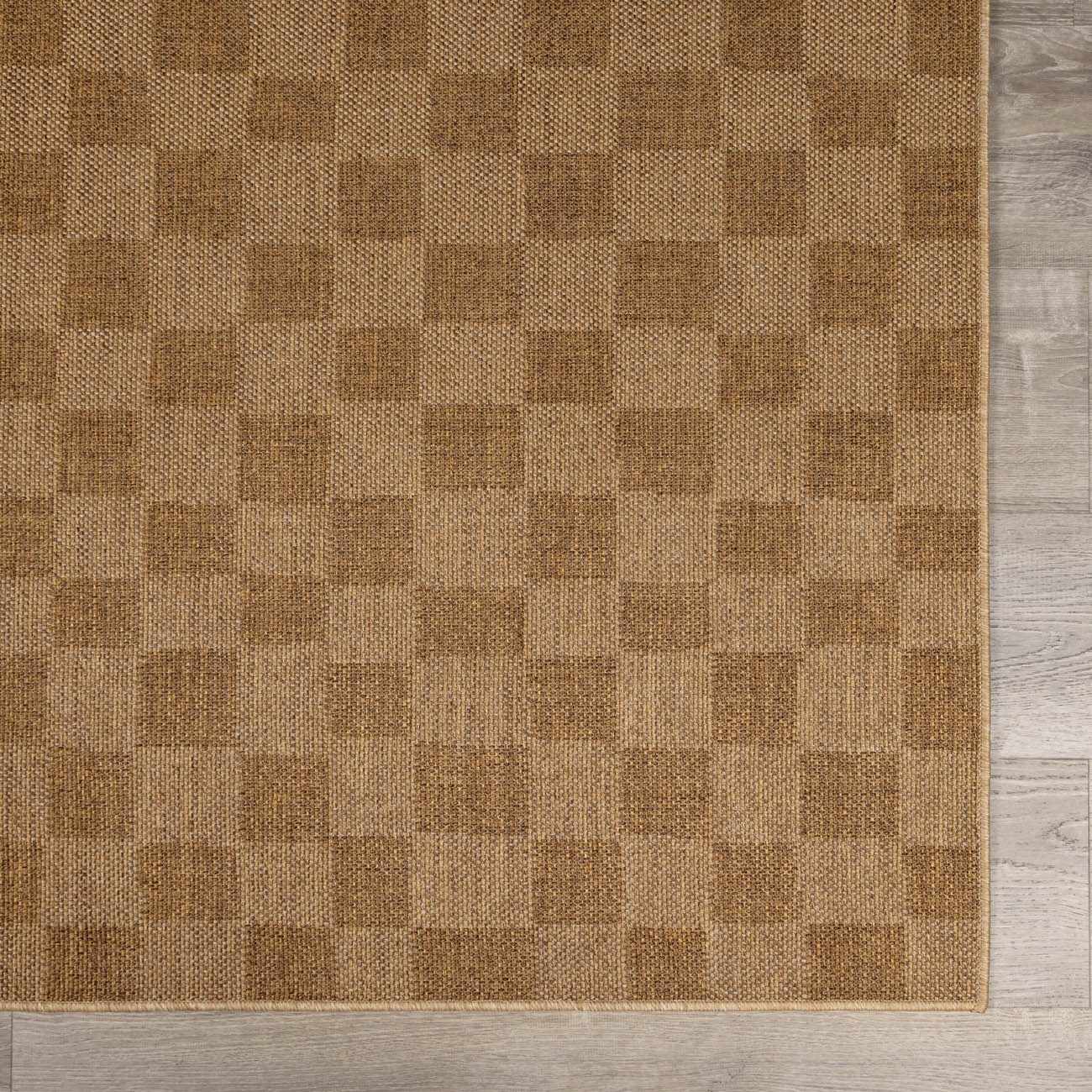 Kuval Checkered Brown Rug-26