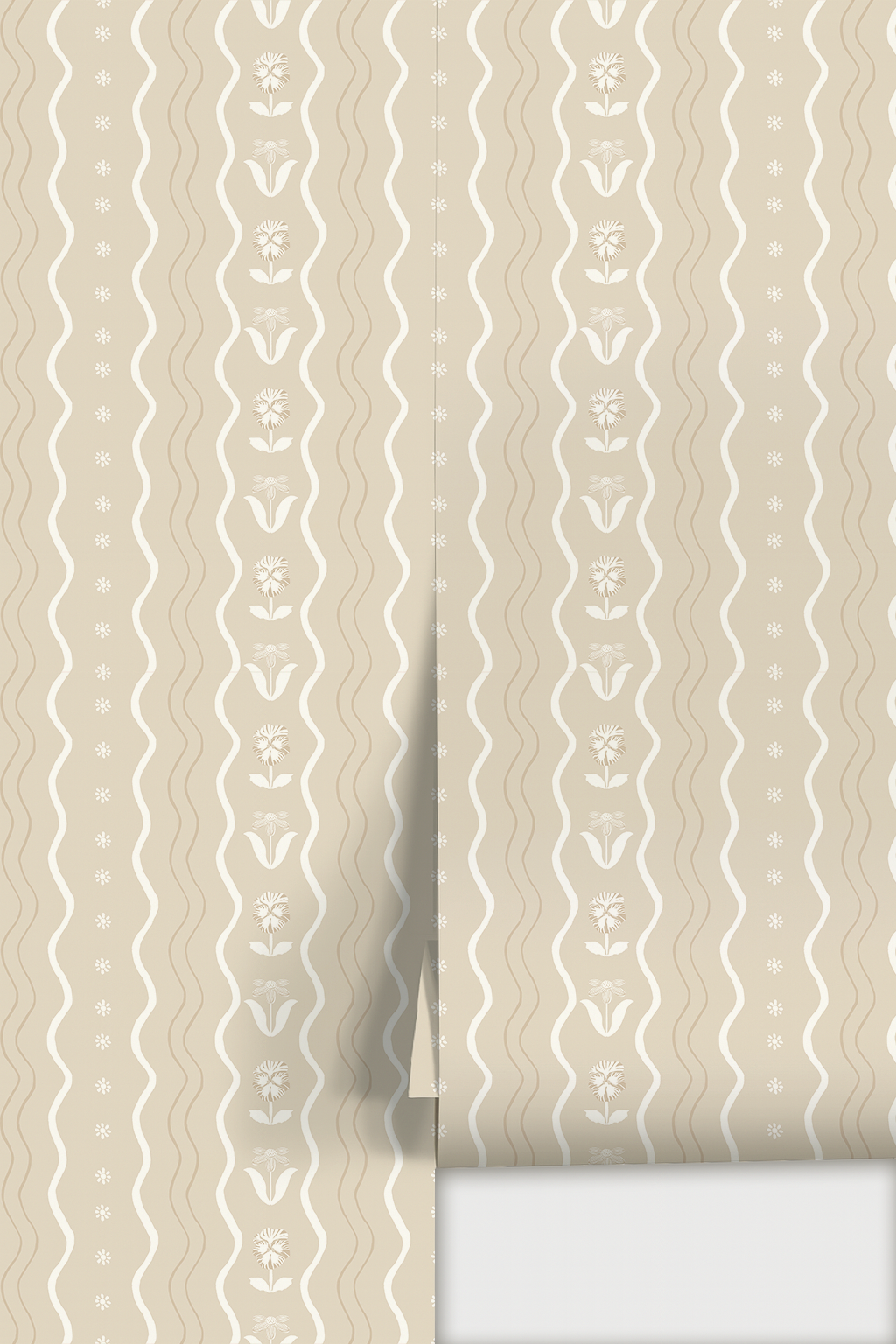 Posy Lane Stripe Wallpaper, tan and white-2