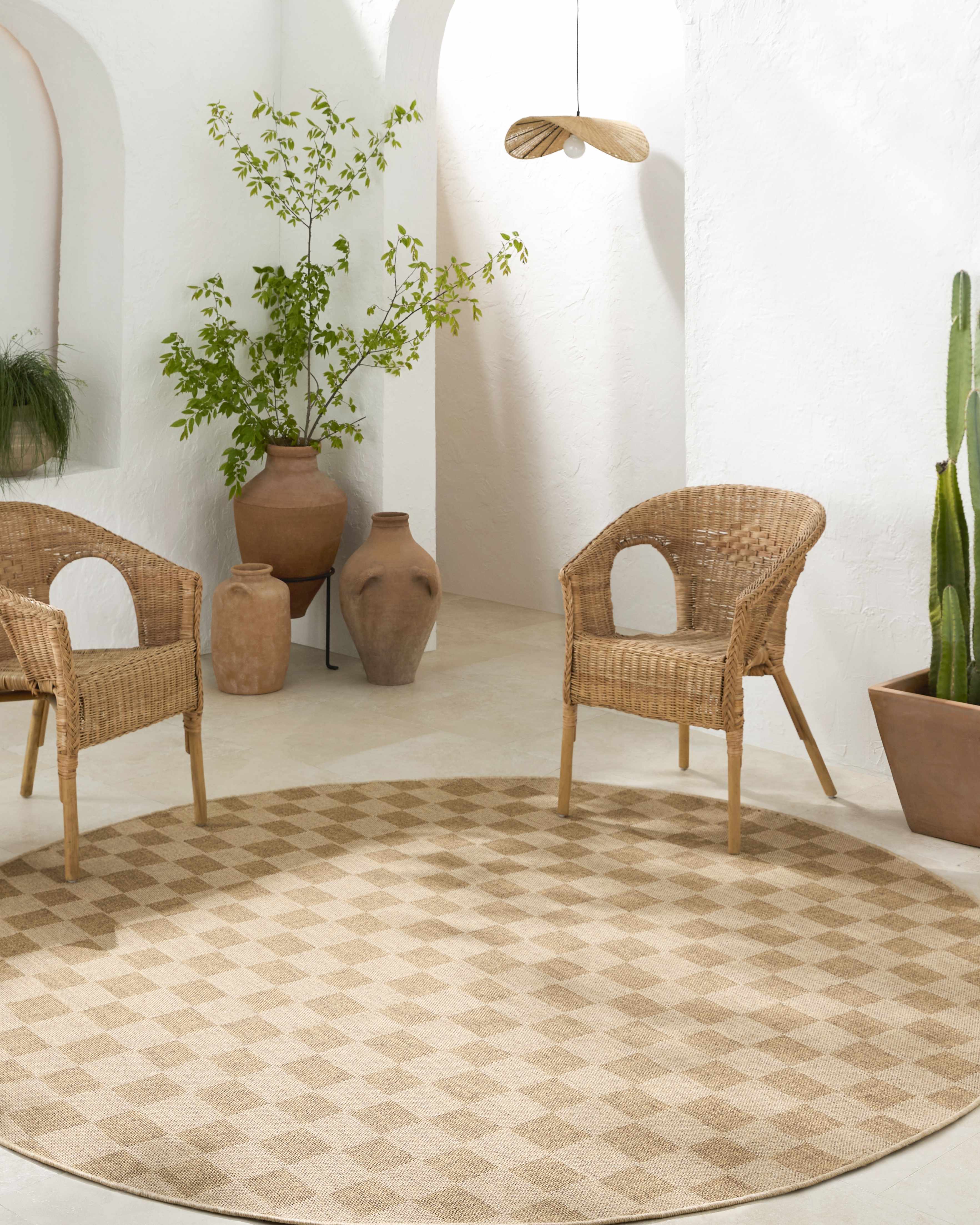 Kuval Checkered Brown Rug-32