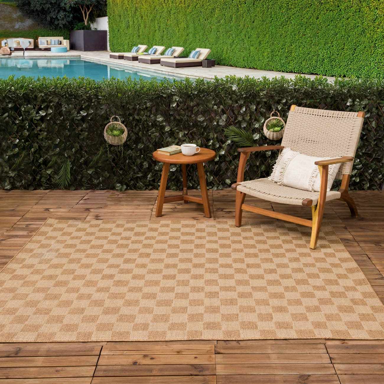 Kuval Checkered Brown Rug-29
