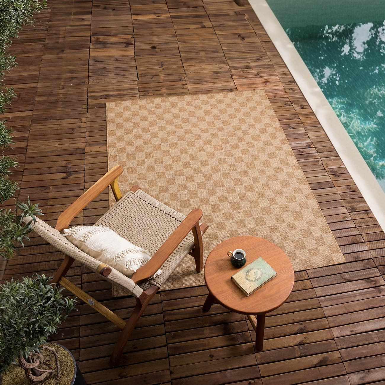 Kuval Checkered Brown Rug-5