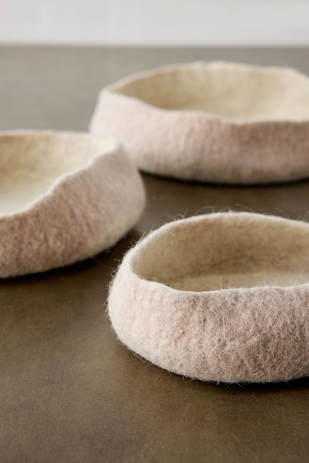 Soft Stone Hand Felted Nesting Bowls-3