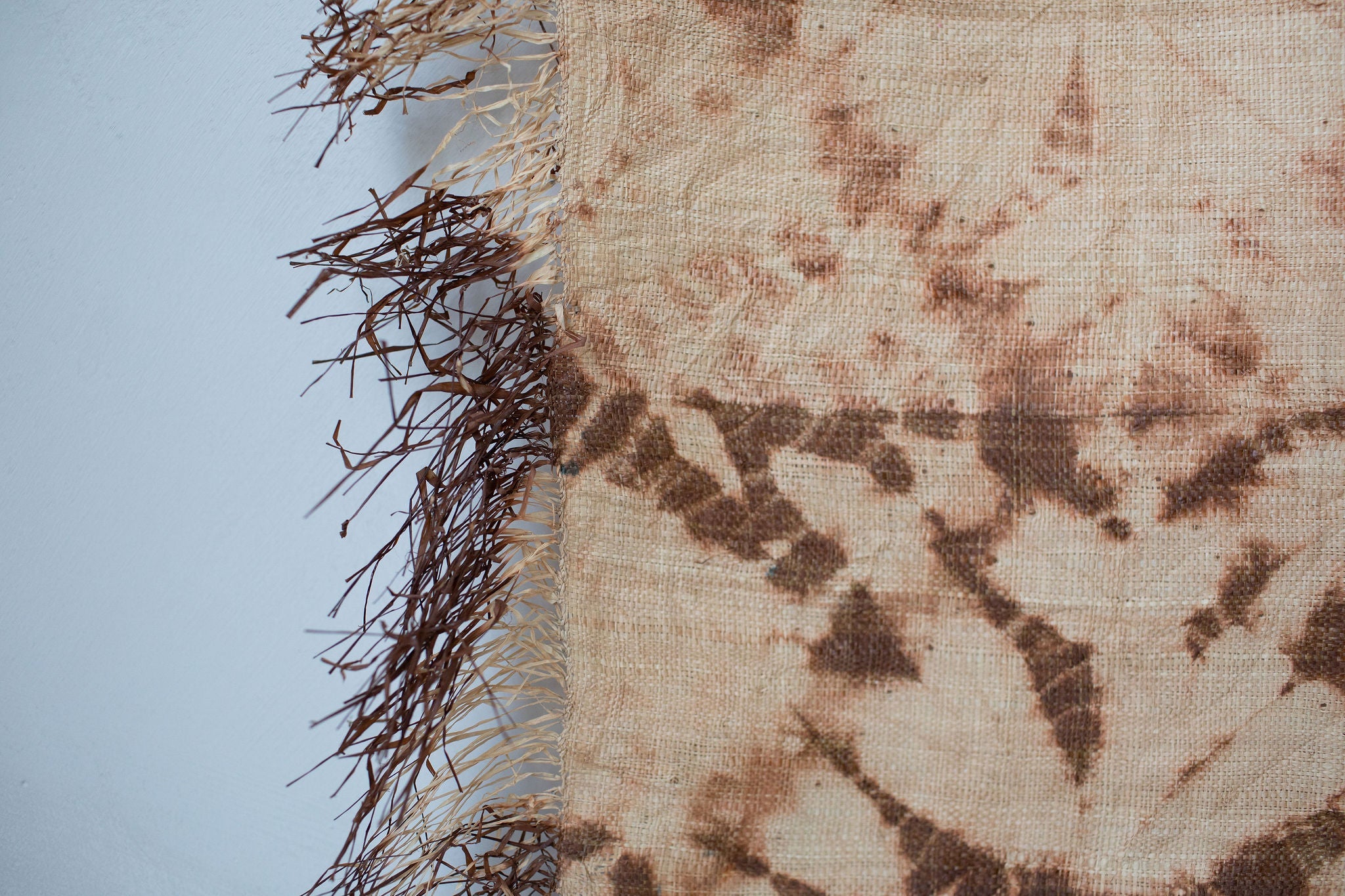 Raffia Wall Hanging - Shibori Spider Web Pattern - Brown-2