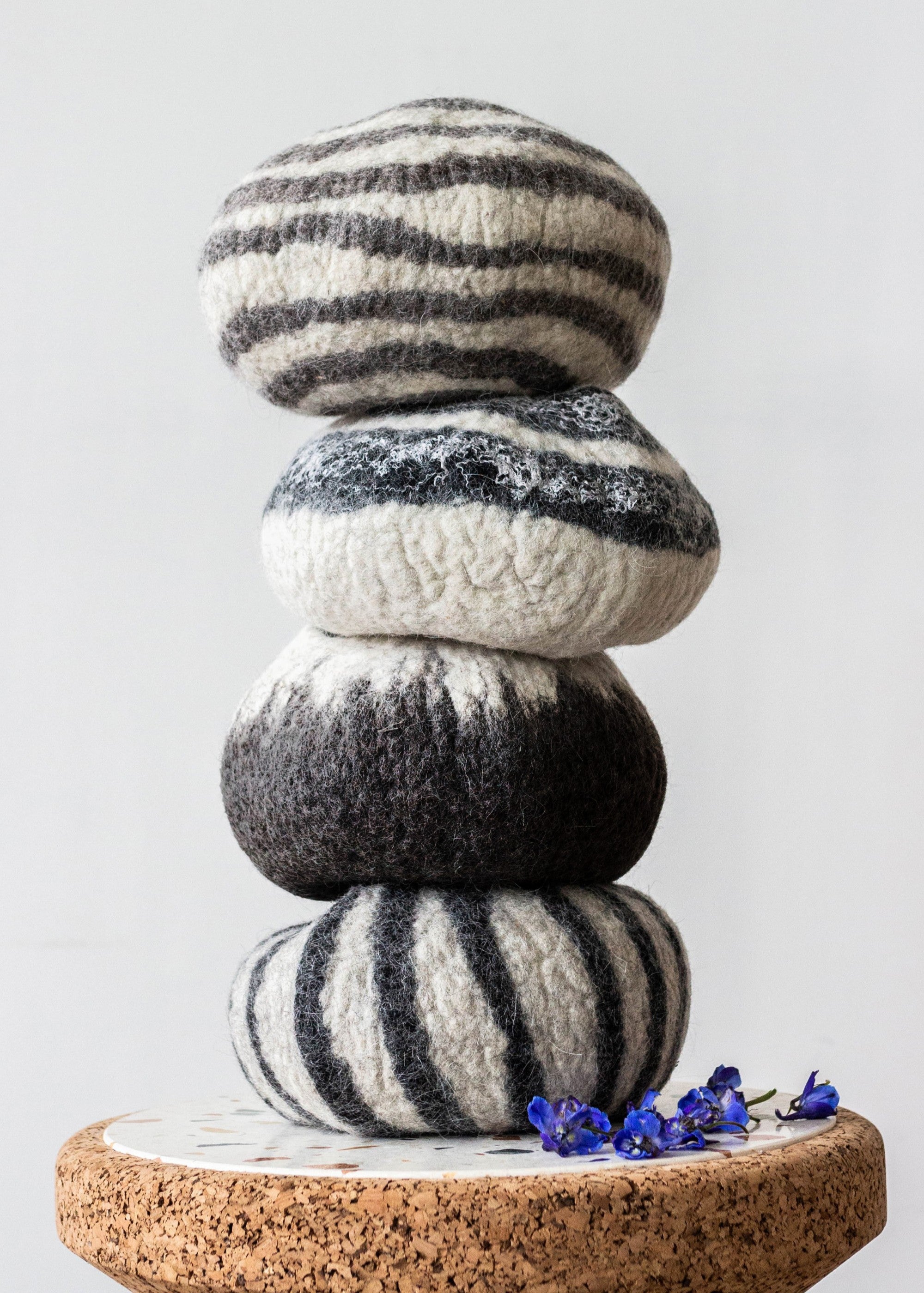Midnight Ombre Hand-Felted Wool Decorative Ukhamba Bowl-2