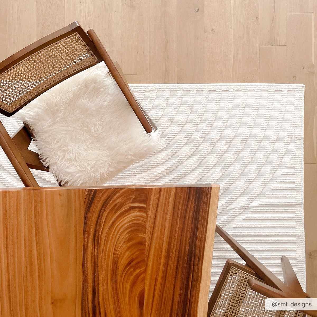 Deron White Washable 3D Rug-5