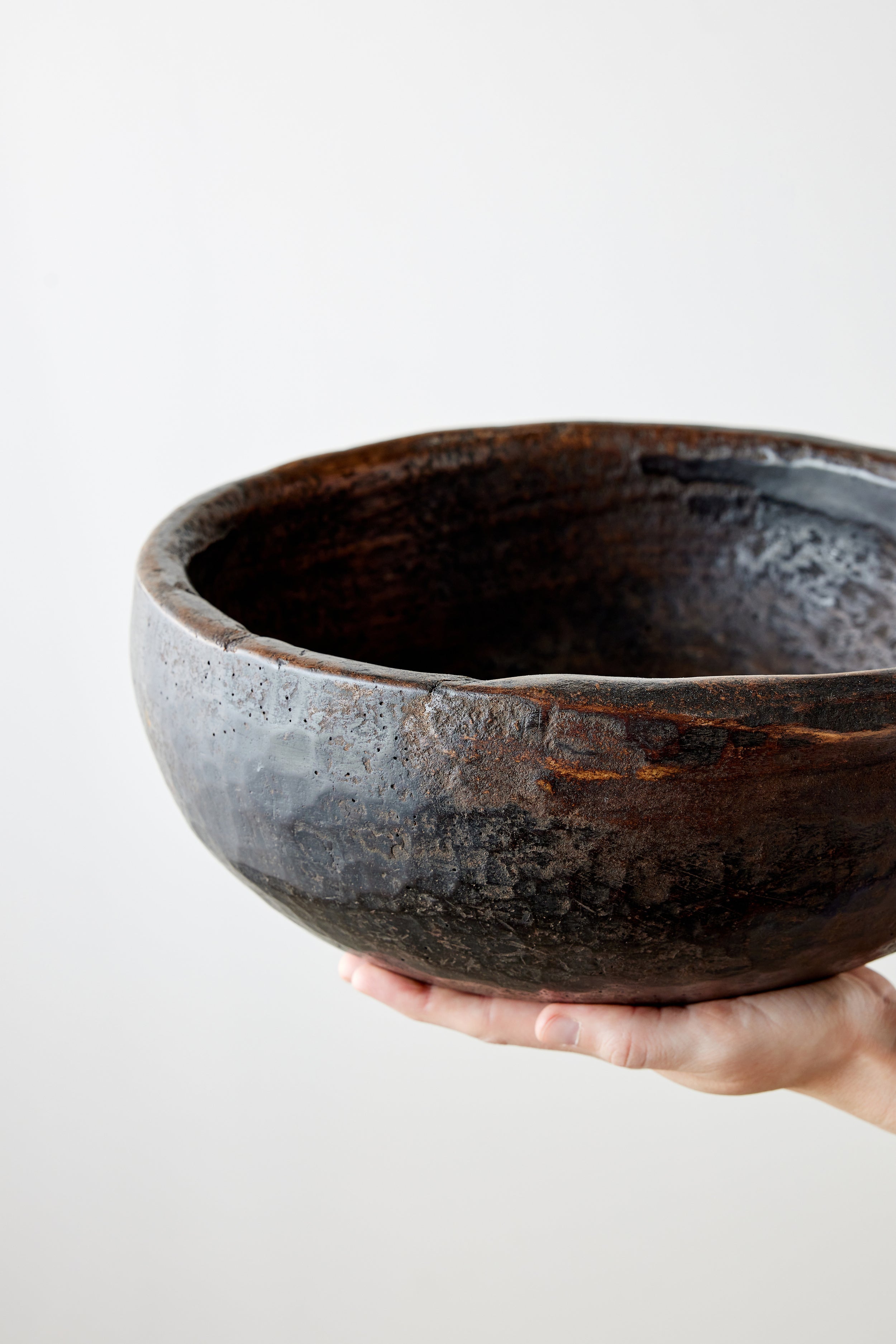 Vintage Iroko Wood Bowl-3