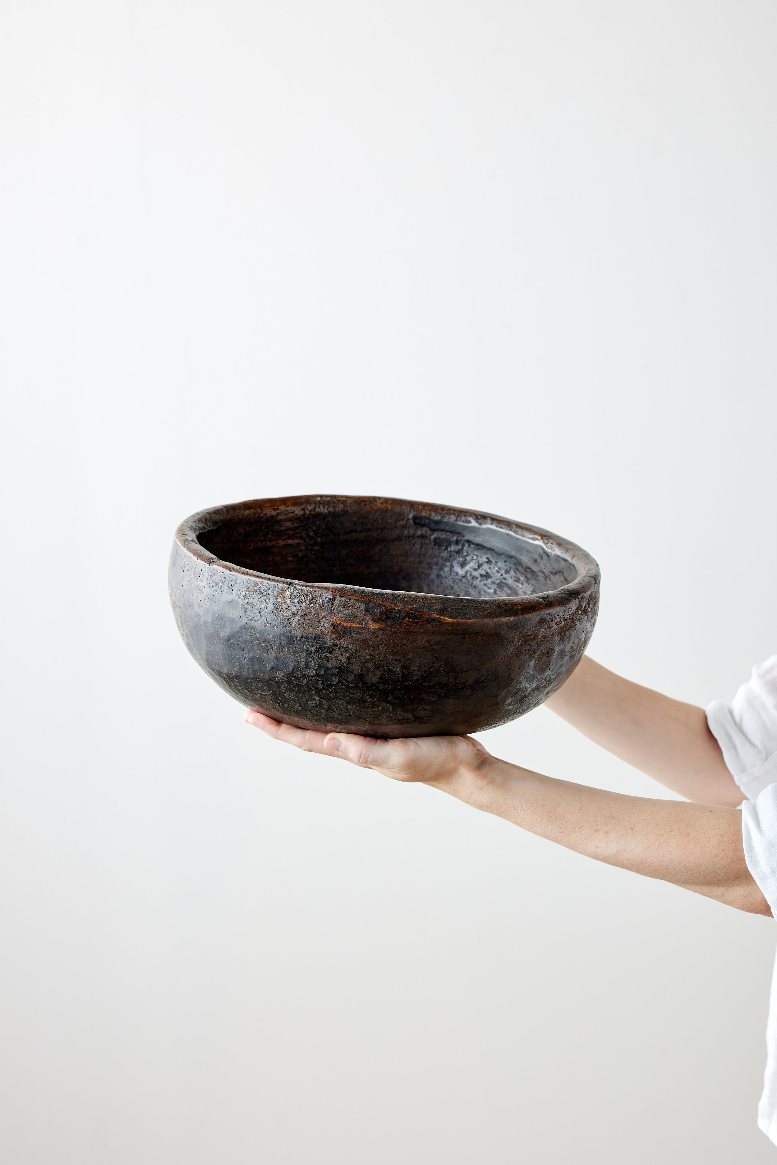 Vintage Iroko Wood Bowl-4